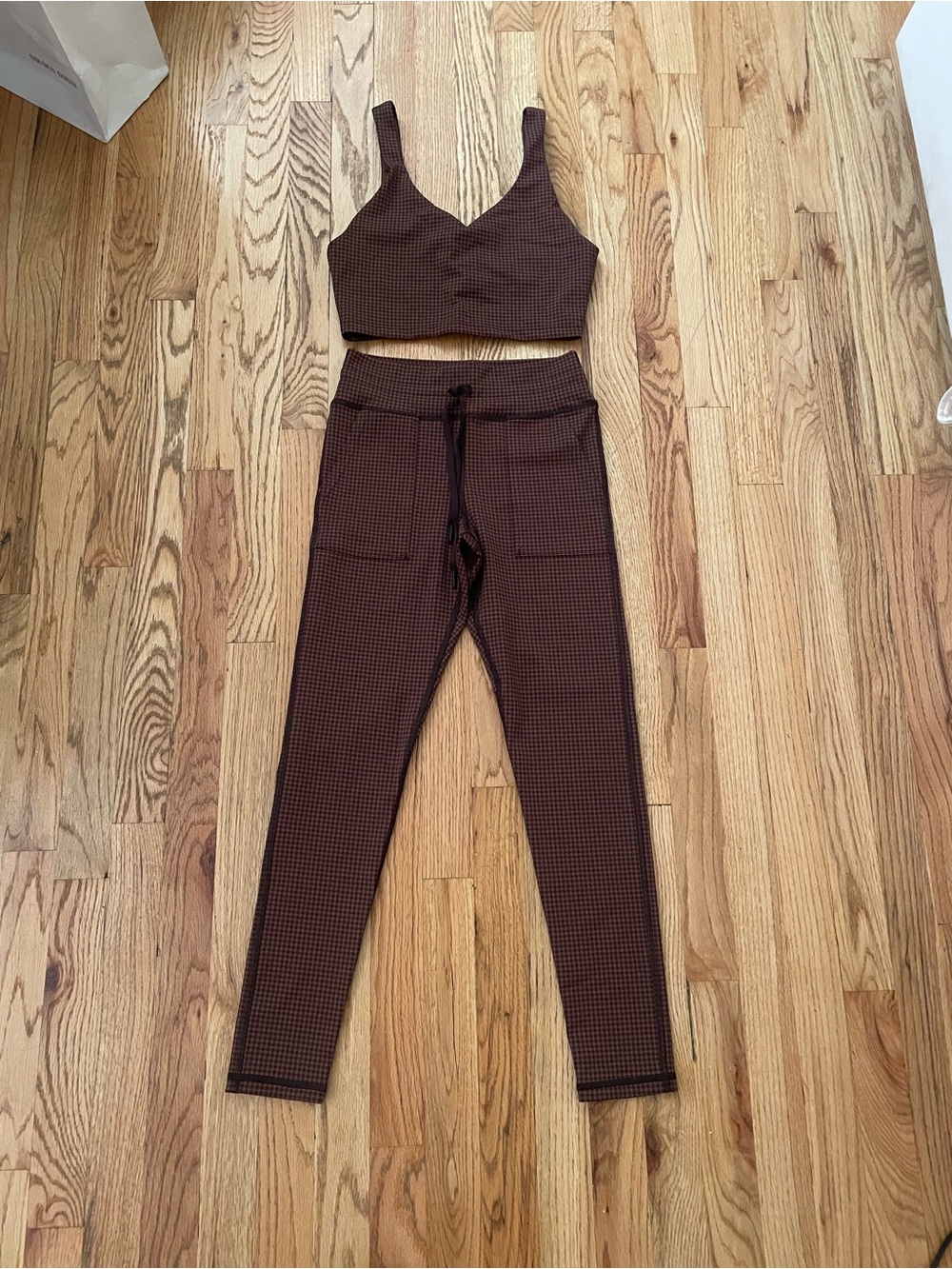 aerie Brown High-Waist Leggings and Crop Top Set